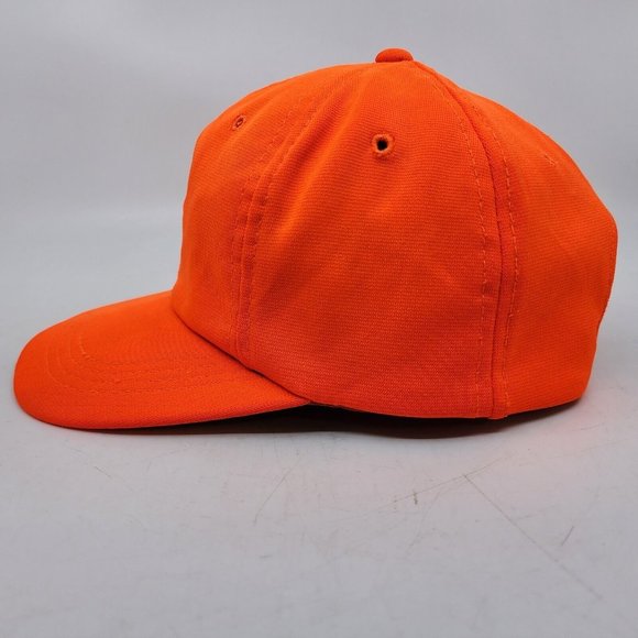Solid Orange Snapback Trucker Hat Cap Adjustable Green Underbrim - Picture 4 of 8